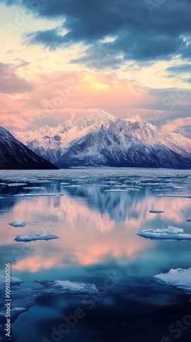 Wallpaper Mural Serene Winter Landscape Mountain Reflection Ice Water Torontodigital.ca