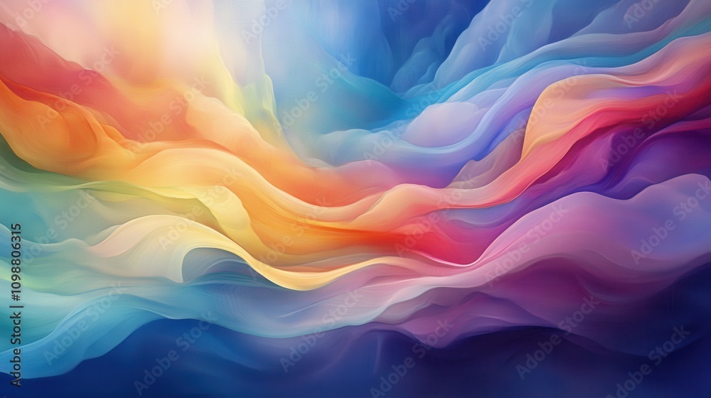 Obraz premium Surreal Abstract Landscape with Flowing Rainbow Clouds