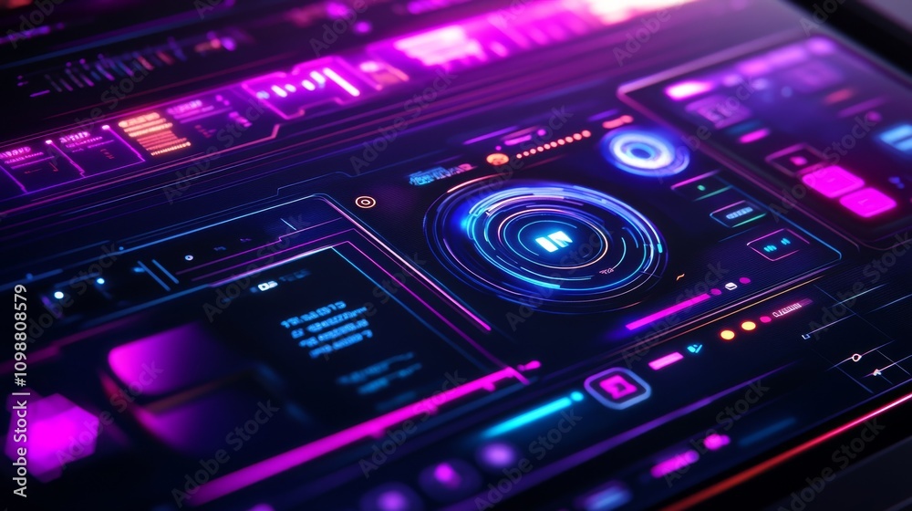 Obraz premium Vibrant Futuristic Tech Interface Design
