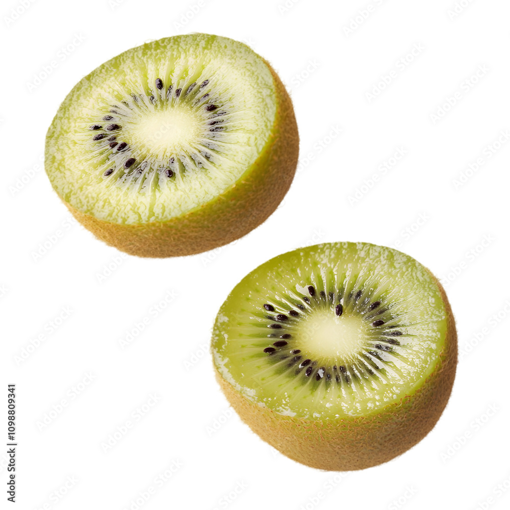 Fototapeta premium Fresh Kiwi Fruit Slices Halved Healthy Vitamin C Green Food Tropical Juicy Dessert