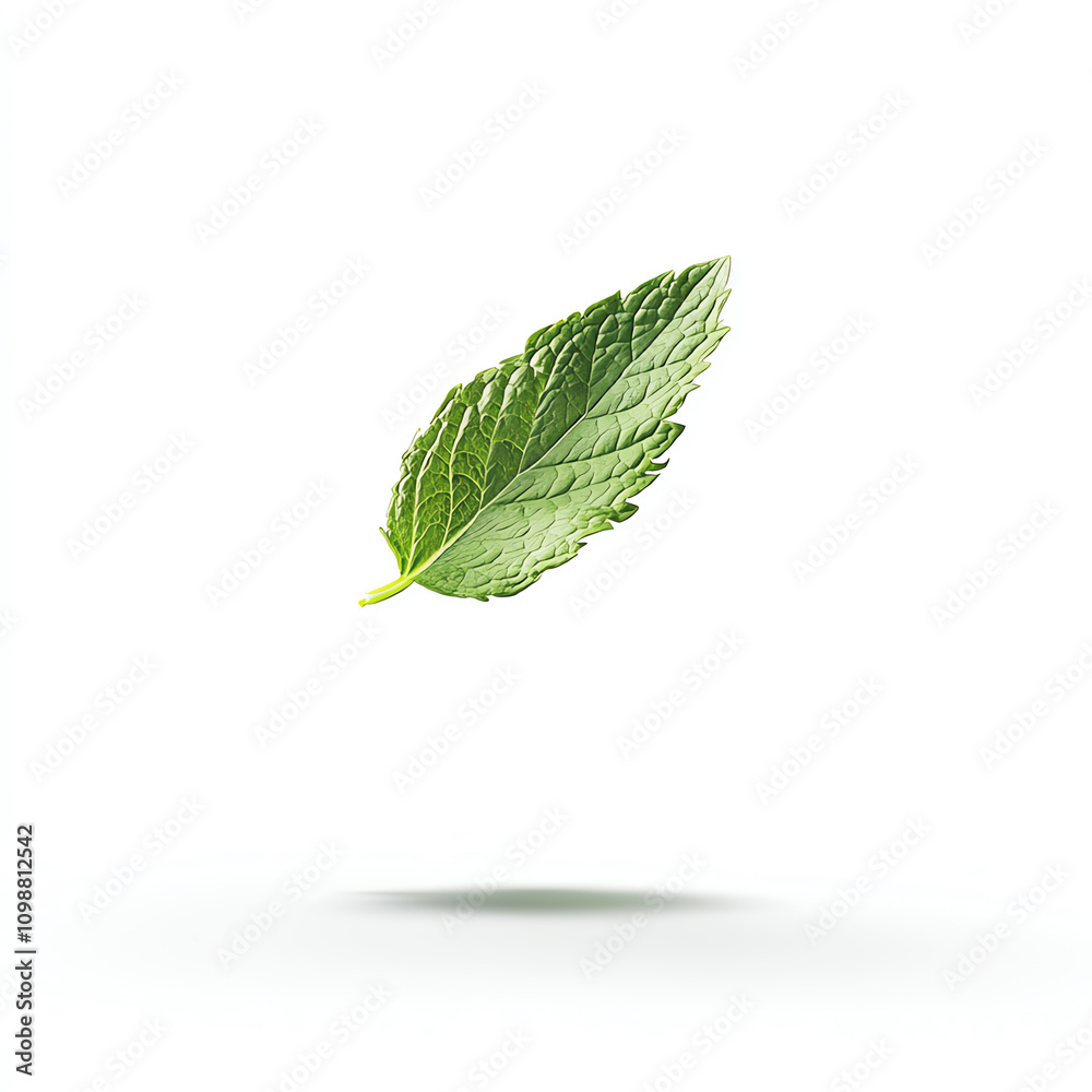 Obraz premium Fresh mint leaf, white isolated background.
