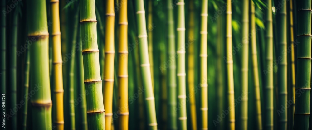 Obraz premium Serene bamboo forest with sunlit stalks