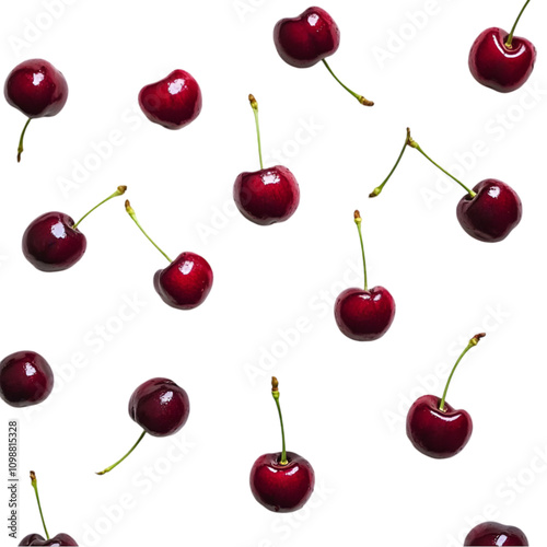 Fresh Red Cherries Pattern  Sweet Summer Fruit Background  Food Photography