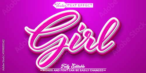 Pink Girl Vector Editable Text Effect Template