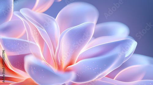 Close-up of abstract 3D magnolia flowers, intricate floral background for beauty or fragrance advertisements, soft petals and elegant design