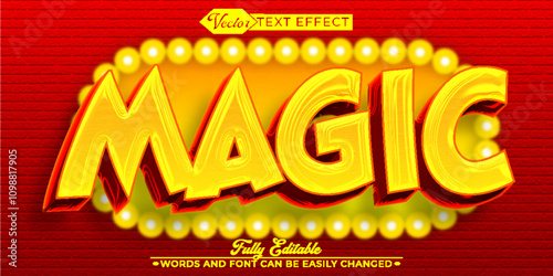 Yellow Cartoon Magic Vector Editable Text Effect Template