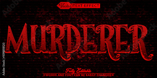 Red Horror Murderer Vector Editable Text Effect Template
