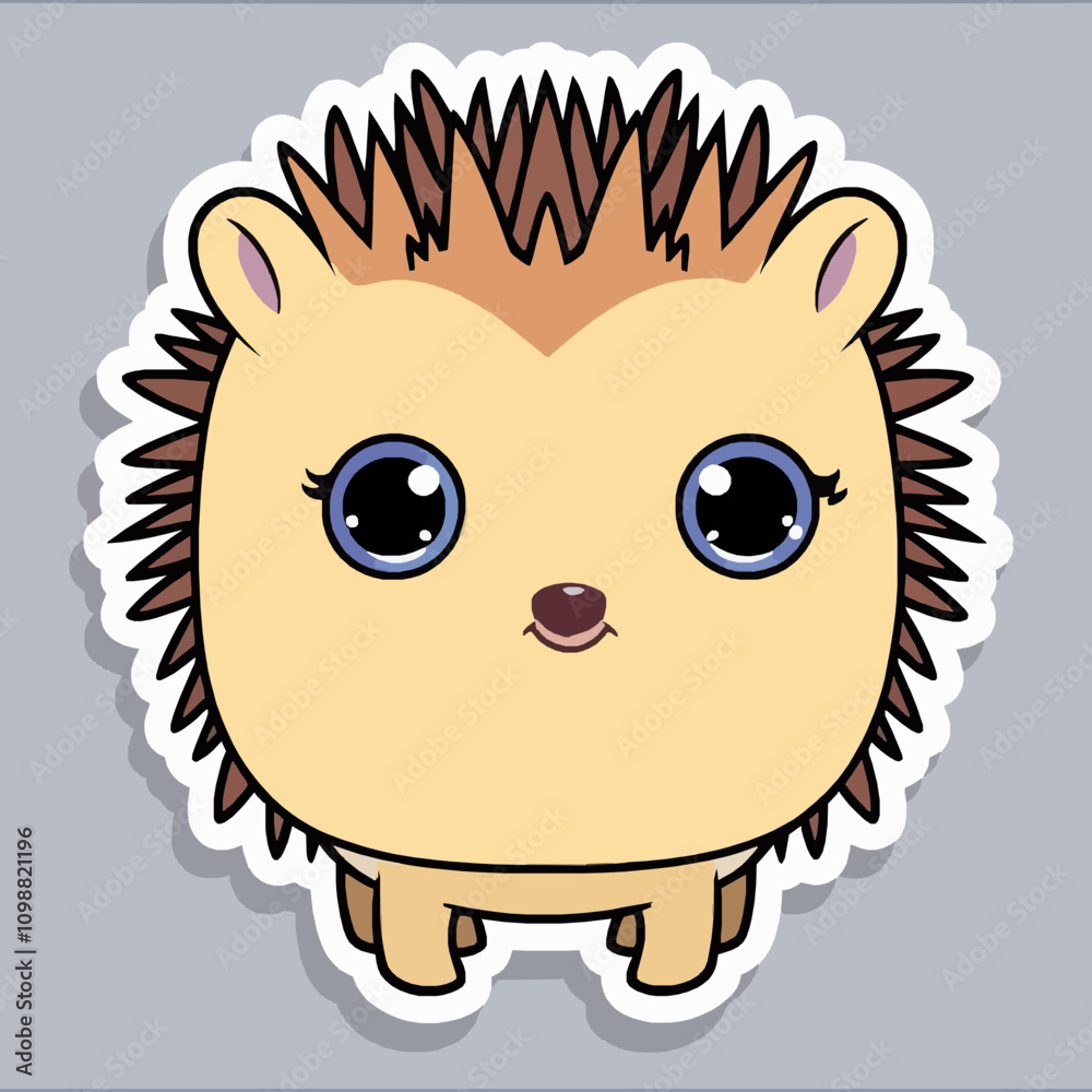 Fototapeta premium Adorable Cartoon Hedgehog Character with Big Eyes and Spikes
