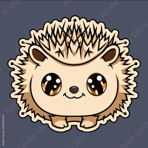 Adorable Cartoon Hedgehog Character with Playful Expression