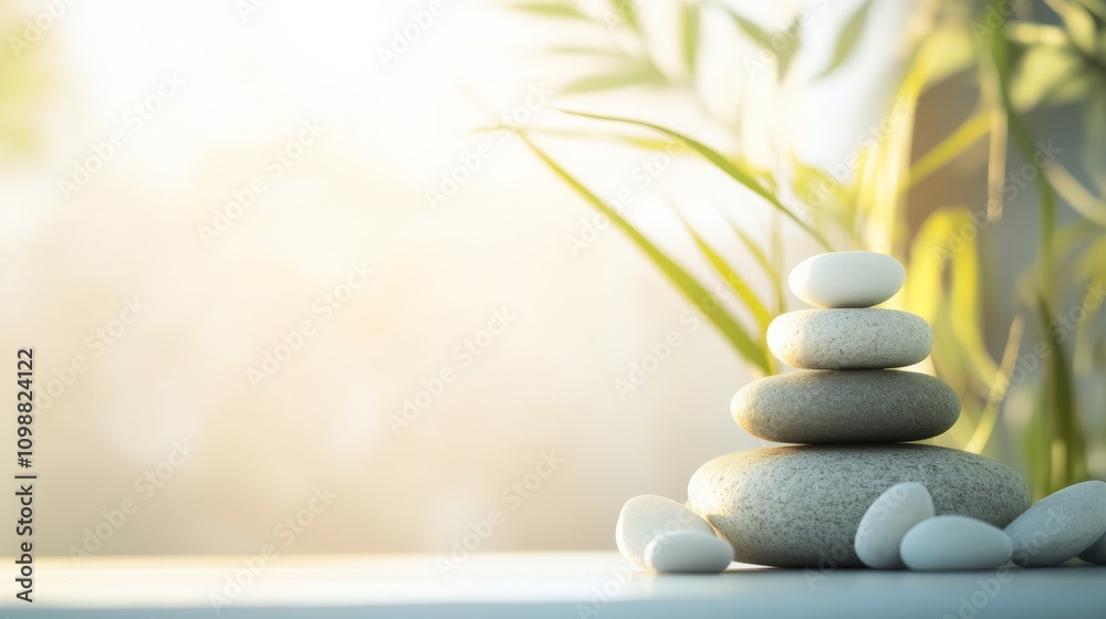 Obraz premium A calming scene of a patient practicing mindfulness meditation, with natural elements and soft lighting in the background, Tranquil style