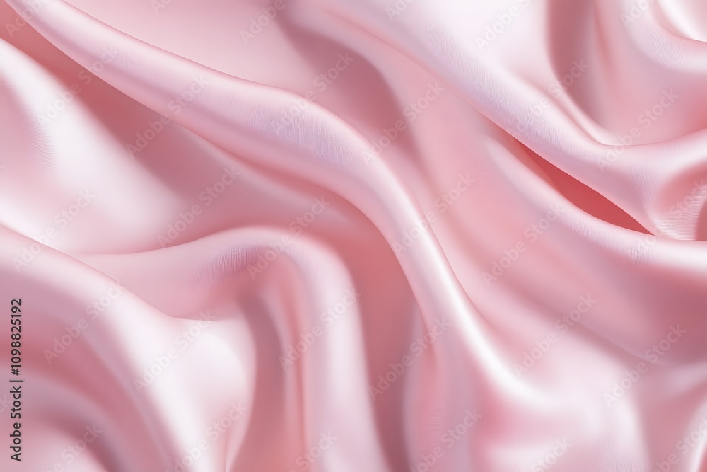 Fototapeta premium A close-up of soft, flowing pink satin fabric, showcasing its smooth texture and sheen.