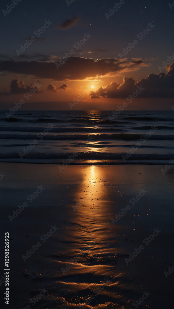 Obraz premium 夕景と海 AI画像 ジェネレーティブAI