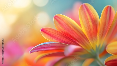 A close-up of vibrant flower petals showcasing bright colors and soft lighting.