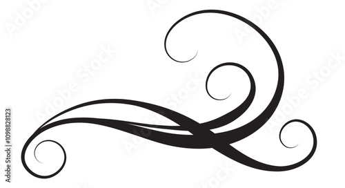 Wave ornament with leaves and abstract lines. Text divider. Decorative element for decor and text greeting or invitation card design.