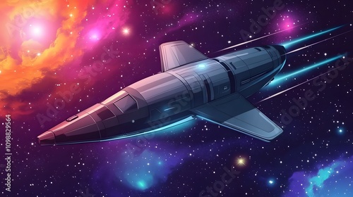 Wallpaper Mural Spaceship soaring through vibrant nebula. (1) Torontodigital.ca