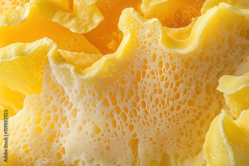 Detailed view of Laetiporus sulphureus also known as Chicken of the Woods or Sulphur Shelf photo