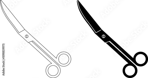 outline silhouette Bandage scissors icon set