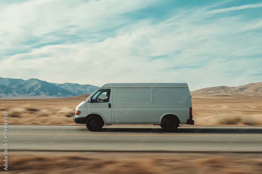 Obraz premium Rapid transport service using a white van