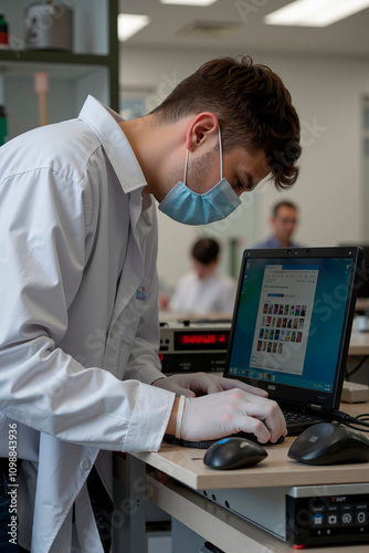 Un laboratorista trabajando photo