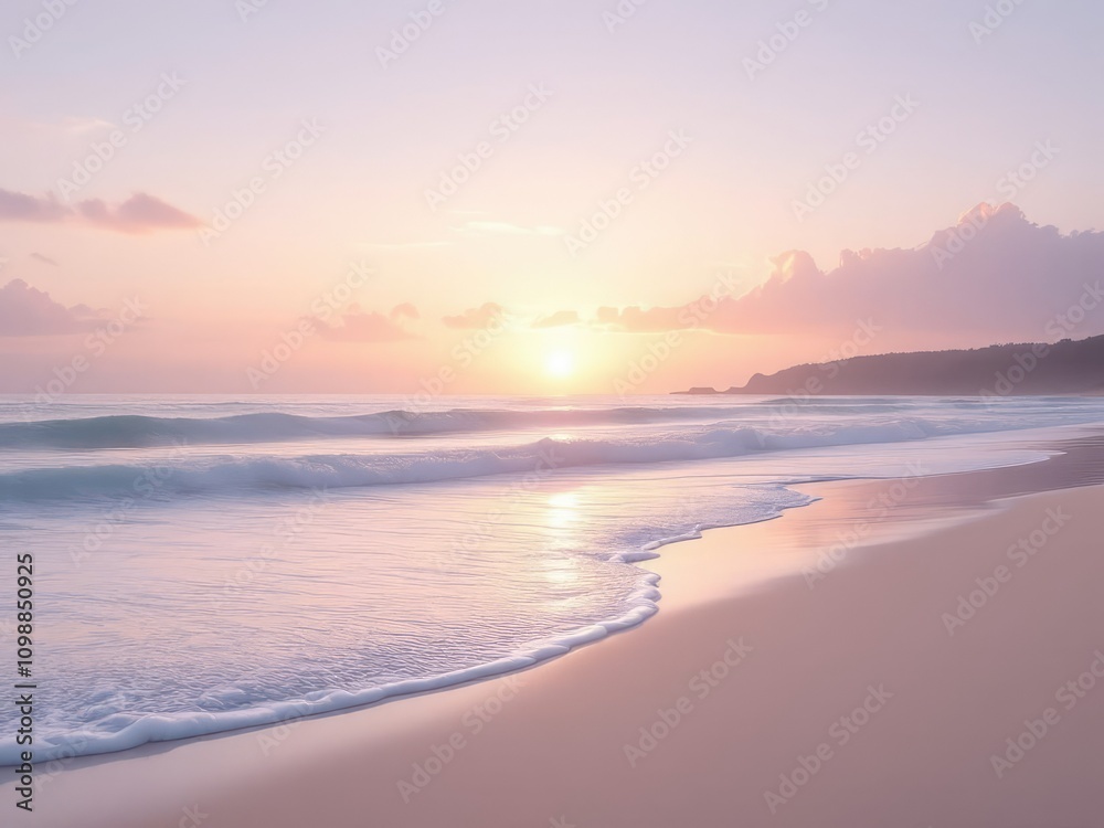 Obraz premium Zenith sunrise paints Port Stephens beach. Minimalist beauty.