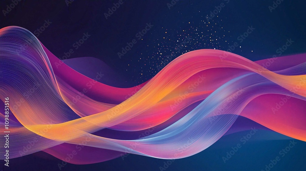 Obraz premium Blue Wave Light Illustration with Curved Lines and Fractal Pattern for Artistic Wallpaper Design