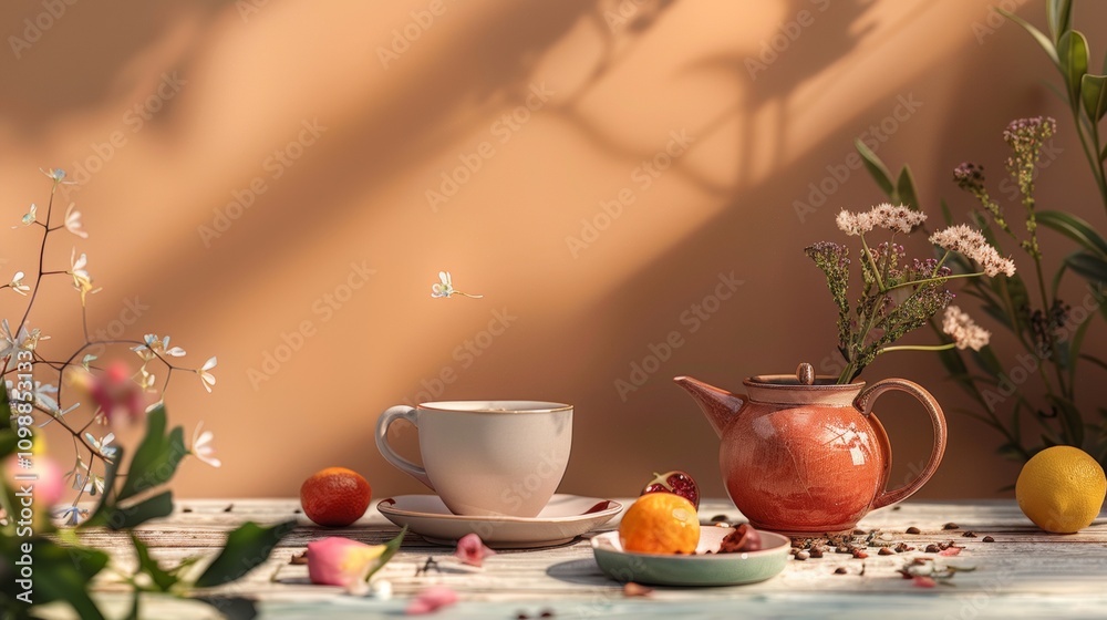 Fototapeta premium Popcorn scattered on pink and blue background