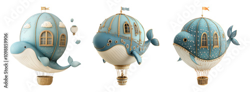 Whimsical Hot Air Balloons with Whales Design photo