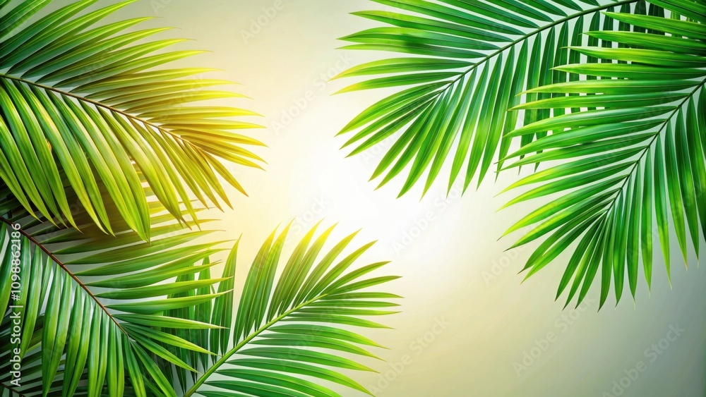 Fototapeta premium Palm leafs on background, palm, leaf, tropical,foliage, green, nature, isolated, background, exotic, botanical, plant