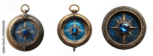 Vintage Compass Collection on Transparent Background