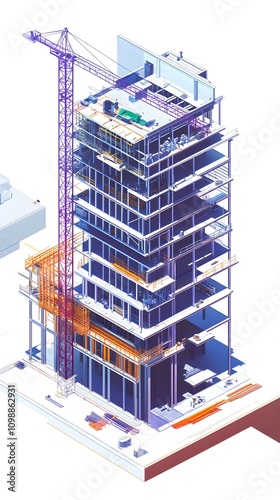 intelligent construction digital building information modeling bim with architects and engineers technology concept illustration