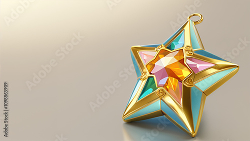 christmas star with gems on a white background photo