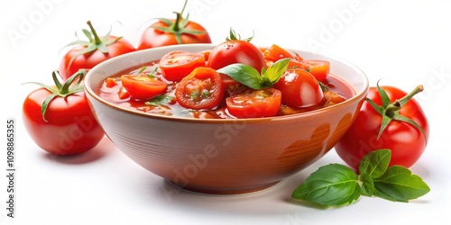 Stewed tomatoes isolated on white background , tomatoes, stewed, isolated, red, vegetable, food, cooking, ingredient