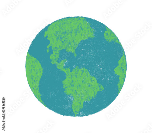 Green earth abstract illustration. Green planet illustration png. Earth globe illustration in cartoon style.