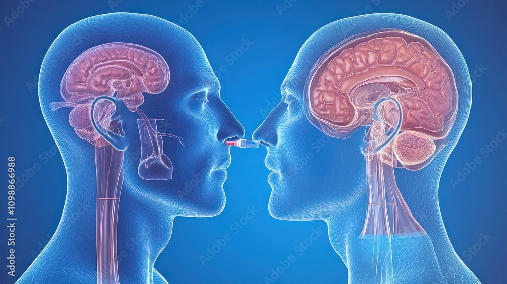 Obraz premium Interconnected Minds: A 3D Visualization of Brain-to-Brain Communication