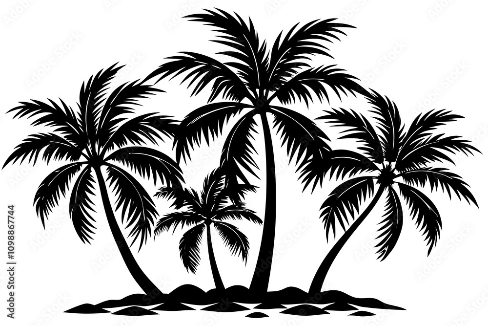 Fototapeta premium Coconut trees Isolated on white background vector art illustration