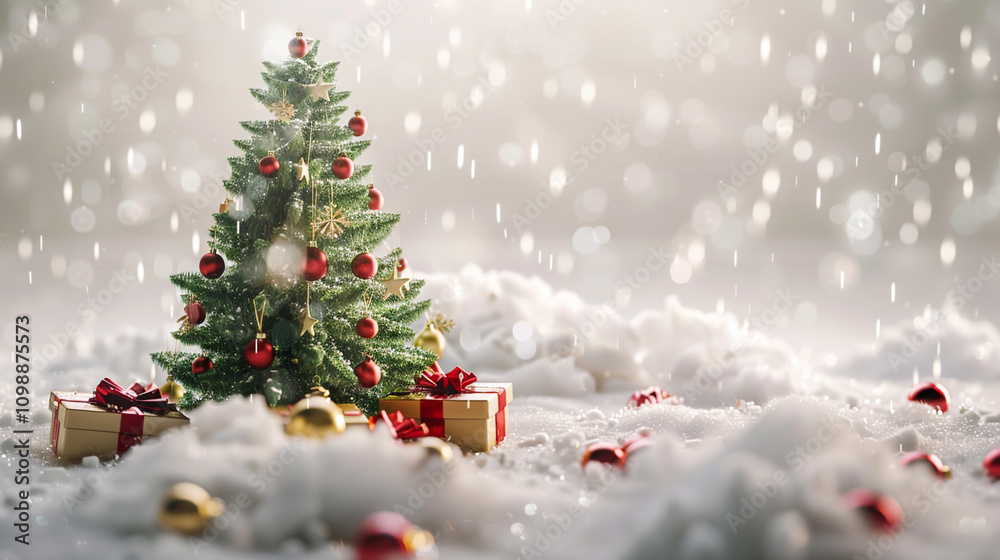 Obraz premium christmas background with christmas tree and gifts