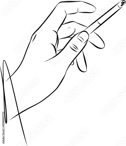 hand holding smoking cigarette, smoke concept