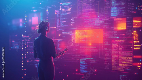 Wallpaper Mural Business analytics and data science concept with big data flow, querying, and analyzing complex data Torontodigital.ca