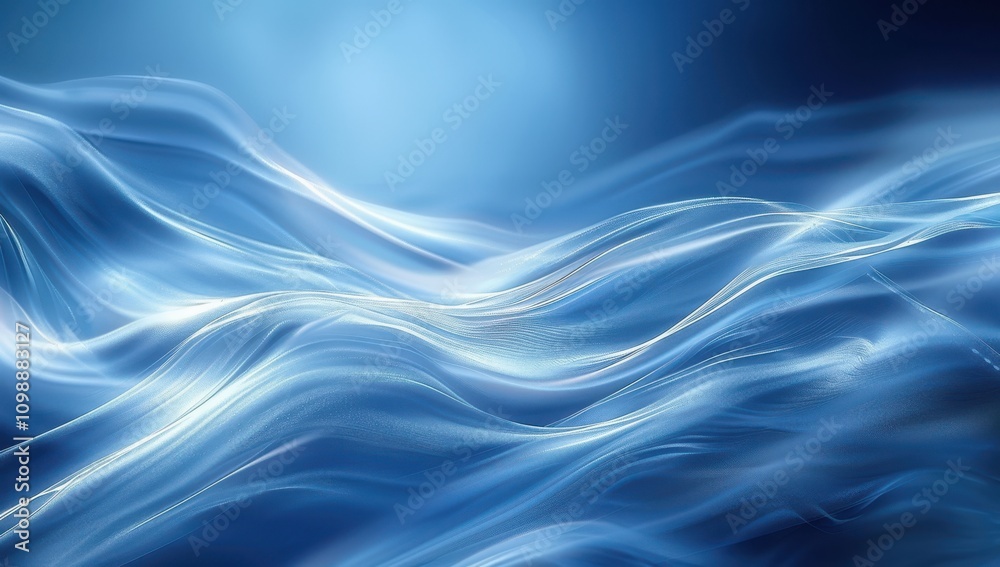 Fototapeta premium Abstract Blue Waves Flowing Seamlessly Through Space