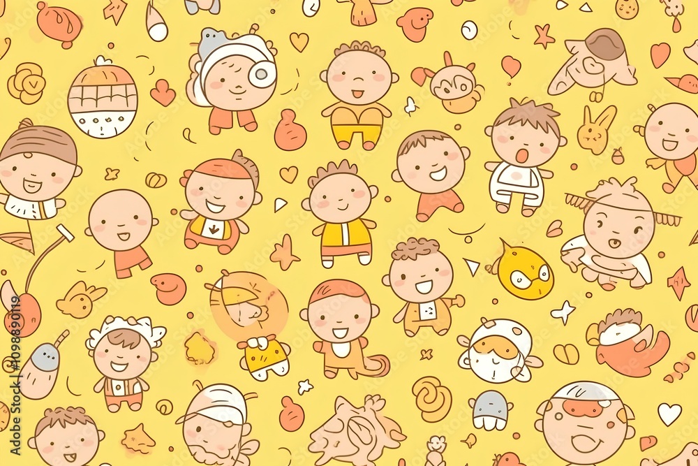 Obraz premium seamless pattern with kids
