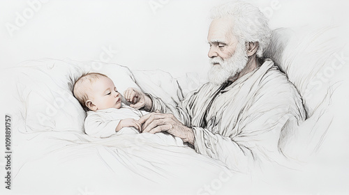 The Start and End of Lifes Journey in Ecclesiastes: Newborn and Old Man, Both EmptyHanded photo