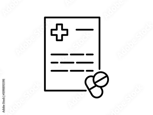 medicine prescription icon vector illustration, isolated on white