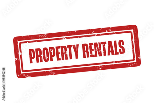 Property Rentals . A red stamp isolated on white background. photo