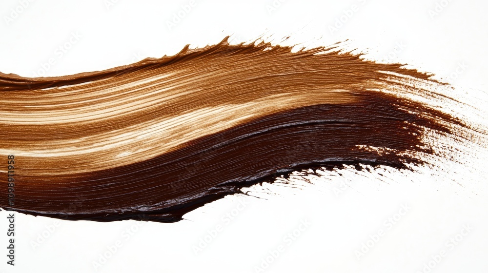 Fototapeta premium Foundation swatch with smooth brush strokes showcasing varied shades from light to dark, capturing a flawless makeup application technique.