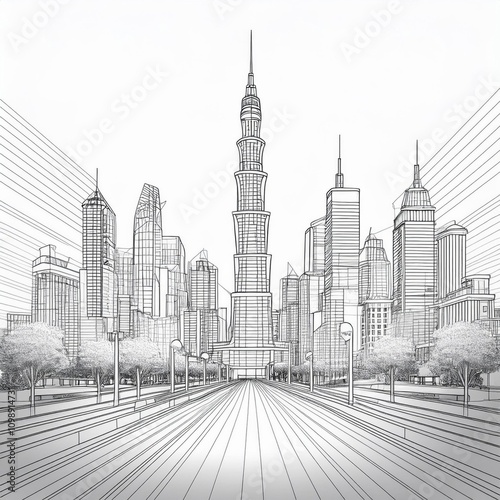 Sketch Concept Wireframe Black White with White Background