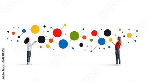 Wallpaper Mural Vibrant Dialogue A Colorful of Two People Engaged in Lively Communication with Dynamic Sound Waves and Expressive Intonation Patterns Against a White Background Torontodigital.ca