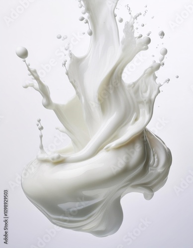 Liquid Splash of White Milk in white background