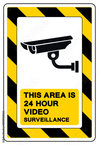 This Area Is 24 Hour Video Surveillance Symbol Sign, Vector Illustration, Isolate On White Background Label. EPS10