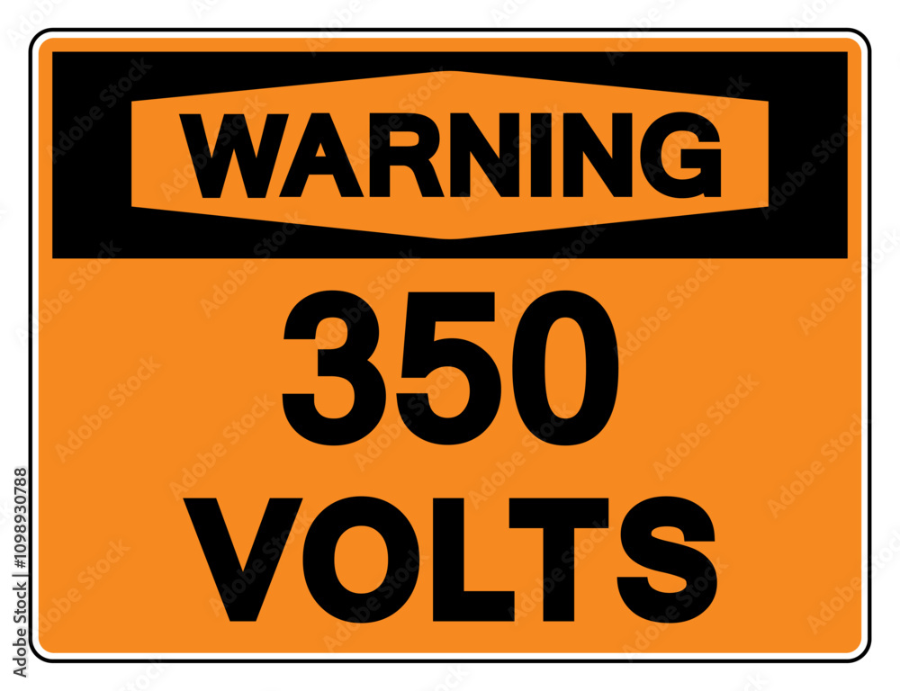 Fototapeta premium Warning 350 Volts Tag Symbol Sign,Vector Illustration, Isolate On White Background Label. EPS10
