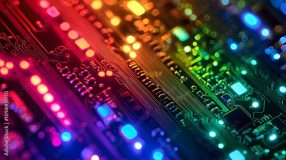 Fototapeta premium The Role of Color and Light in Neon Circuit Board Design